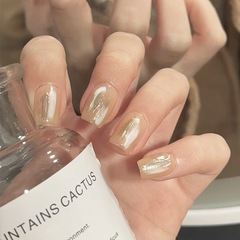 簡約短款手工穿戴甲甲片不規則極簡風立體暈染可拆卸美甲貼片分碼