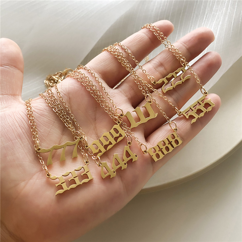 بسيط الأزياء الملاك 000-999 الفولاذ المقاوم للصدأ عدد قلادة الجملة Nihaojewelry display picture 23