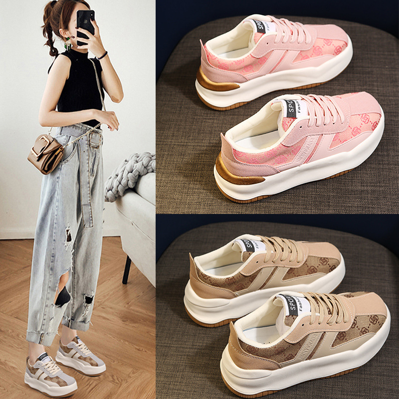 Proljetne cipele s novim retro uzorkom za jednu osobu iz 2024., cipele s debelim potplatom i petom Matsuke_voghion.com