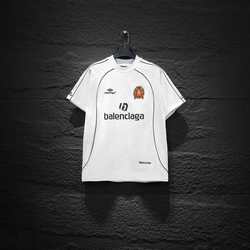 Cross-Border Foreign Trade Wholesale Spring and Summer New B Family Paris Manchester United Patchwork Jersey High Street Trendy Loose Short-Sleeve T-Shirt Hot Sale Cross-Border Foreign Trade Wholesale Spring and Summer New B Family Paris Manchester United Patchwork Jersey High Street Trendy Loose Short-Sleeve T-Shirt Hot Sale
