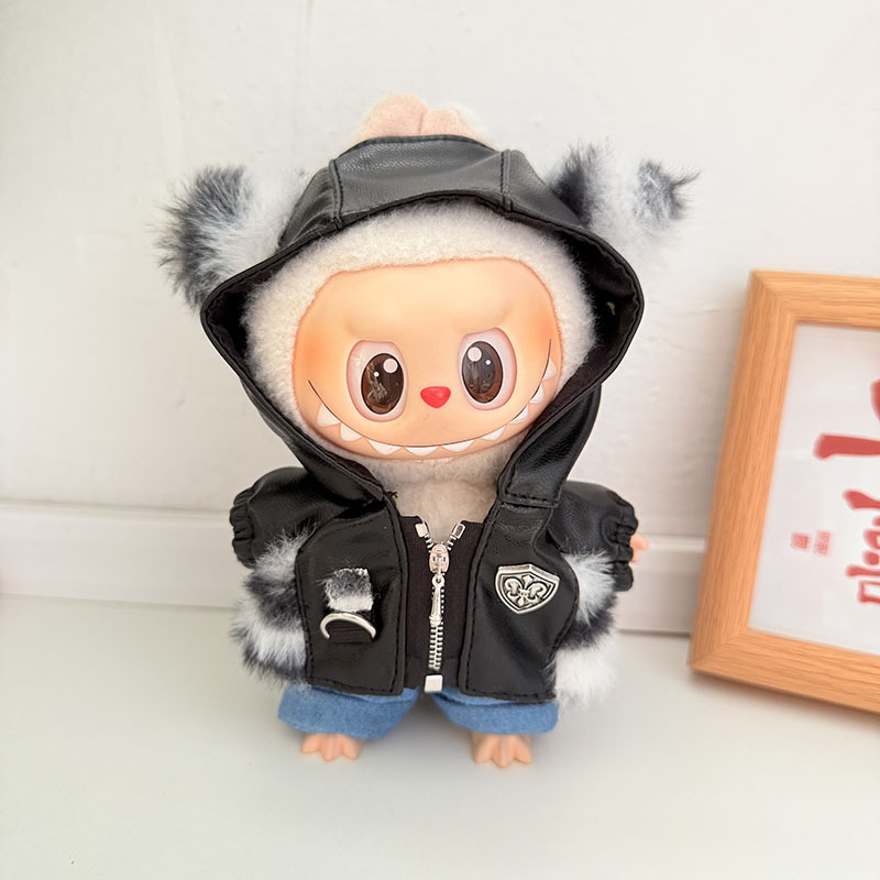仅衣服] 一二代Labubu衣服挂件拉布布坐坐娃豹猫皮衣潮流酷炫套装|undefined