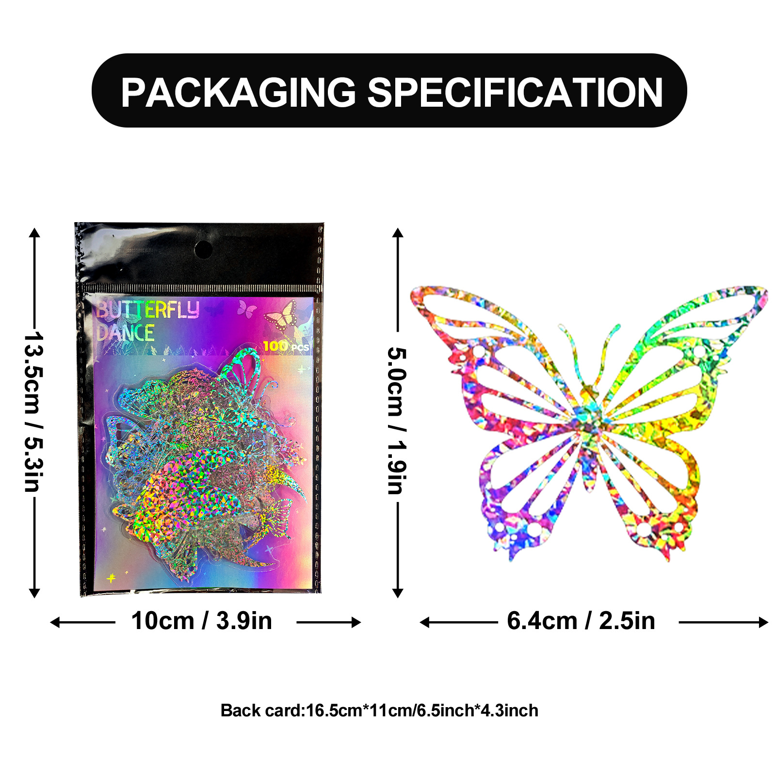 100 pegatinas láser de mariposa transparente pegatinas holográficas flash láser pegatinas holográficas