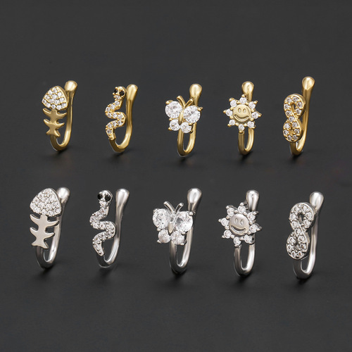 Amazon's best-selling new nose ornaments European style popular non-perforated nose clip personalized fashion copper inlaid zircon nose ornaments wholesale