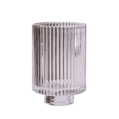 Nordic light luxury vertical pattern dual-use glass candle holder with candle and wax pouring, glass household home decoration item ornament