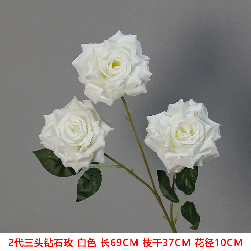 2nd generation three -headed diamond rose white