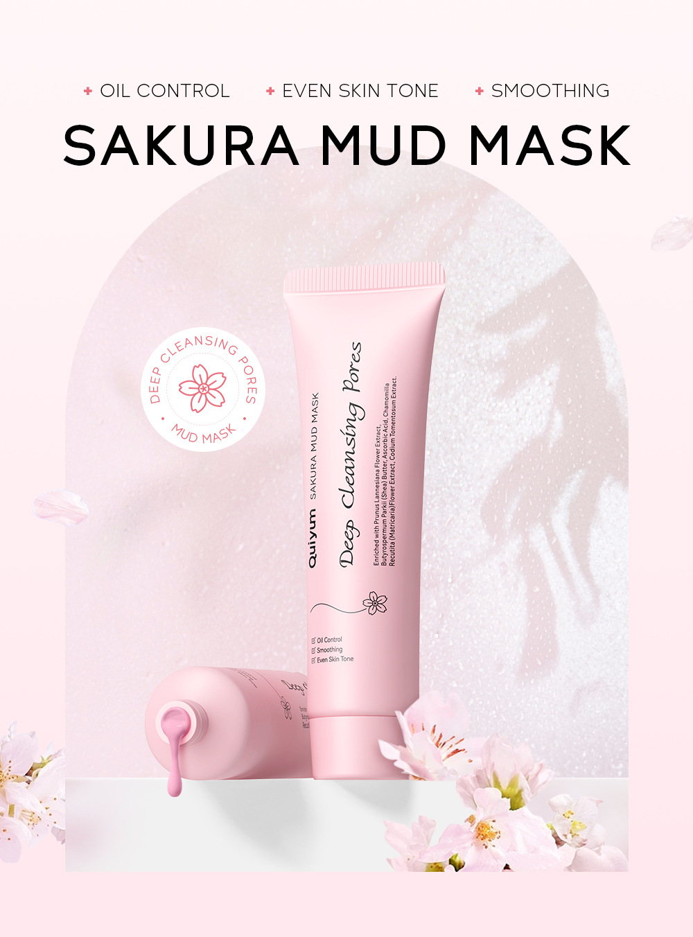 temu version QUIYUM Cherry Blossom Mask Mud 30g (Tube) Hydrating, Cleansing and Moisturizing Manufacturer wholesale undefined