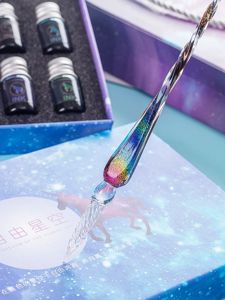 Хрустальная стеклянная ручка с окунанием в воду набор золотых пастель чернил звездное небо
