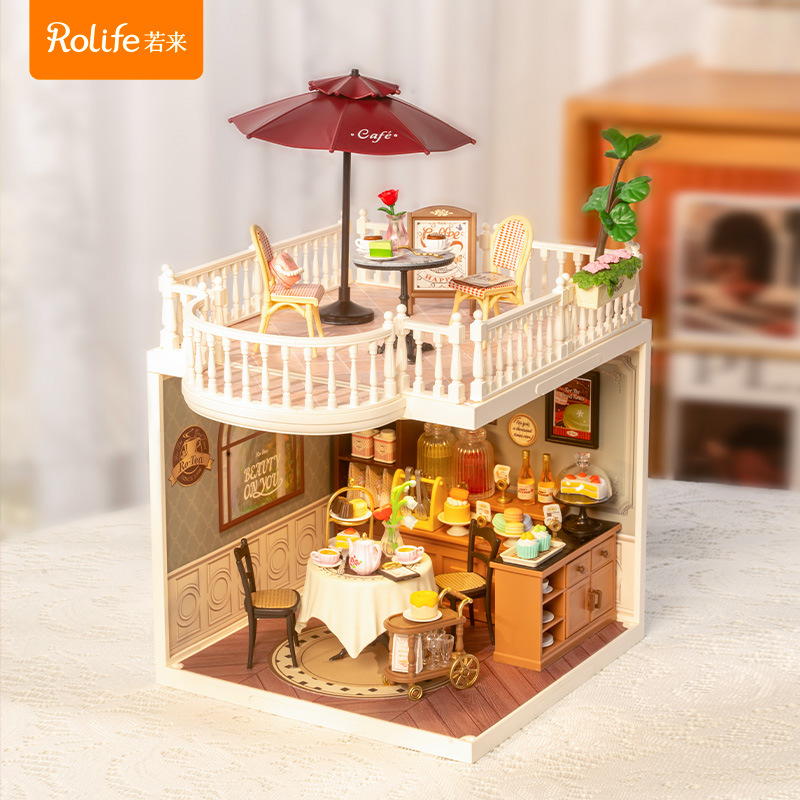 Rollife Ruo Lai Super World Terrace Expansion Package Bloques de construcción de rompecabezas Modelo de juguete Regalo para niños Mujer