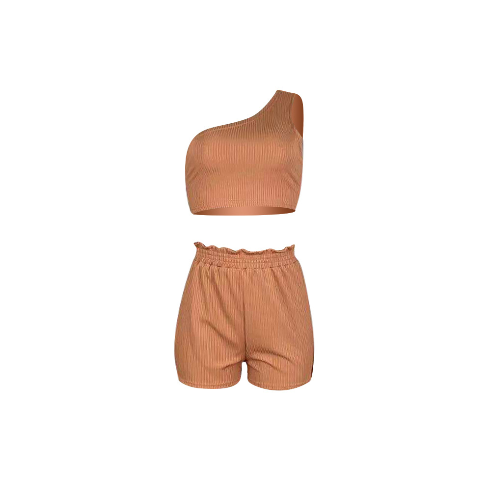 Wholesale Single Shoulder Crop Top + Shorts-07