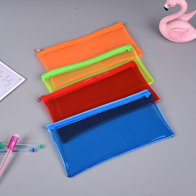学生文具袋铅笔袋定制 彩色透明PVC拉链袋 PVC塑料笔袋定制