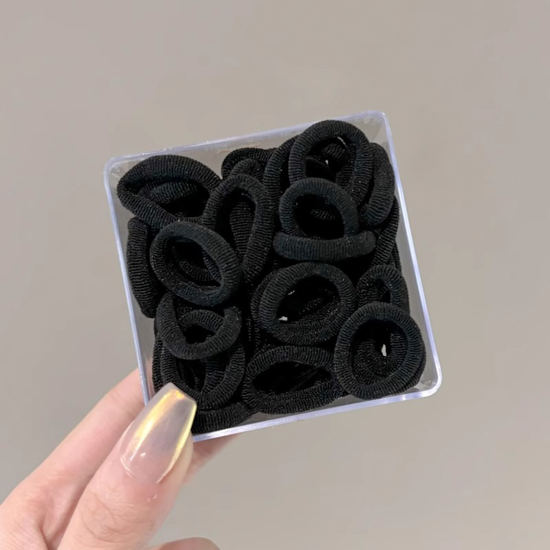 Anillo de pelo de pulgar negro para niños, anillo de cabello para niñas, banda de goma para bebés, cubierta de cabello para cabello no lesiones
