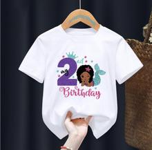 时尚个性休闲宽松可爱黑色女孩公主生日数字印花女孩T恤儿童短袖