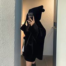 2024冬季新款仿皮草毛毛貂绒大衣短款宽松女巫连帽皮毛一体外套