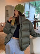 美式短款白鸭绒羽绒服女冬季新款设计加厚立领面包服防寒外套