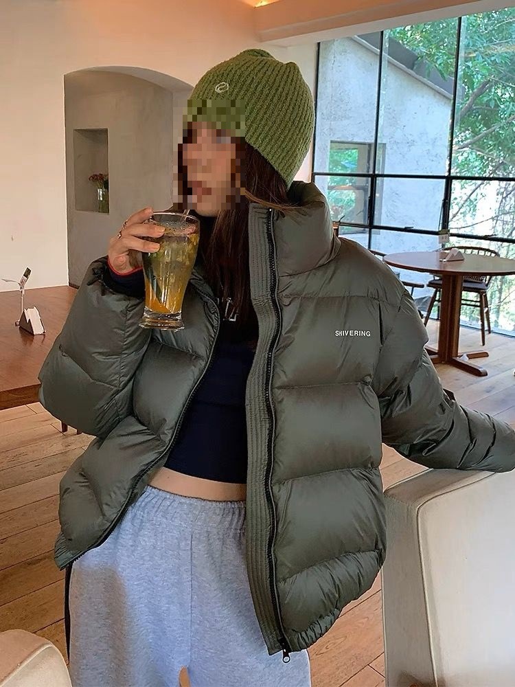 美式短款白鸭绒羽绒服女冬季新款设计加厚立领面包服防寒外套