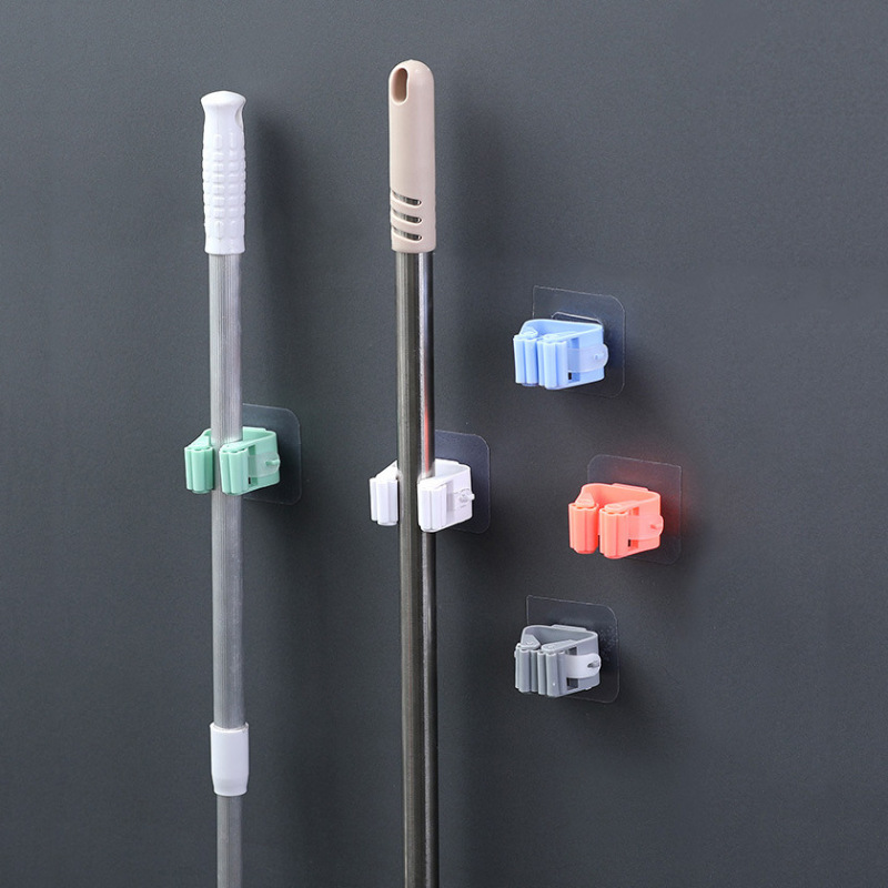 Mop clip wholesale household bathroom punch-free wall-mounted seamless non-slip hanging broom rag mop rack hook Mop clip wholesale household bathroom punch-free wall-mounted seamless non-slip hanging broom rag mop rack hook