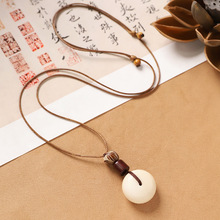 象牙果平安扣项链新中式长款菩提毛衣链小众复古文艺女民族风配饰