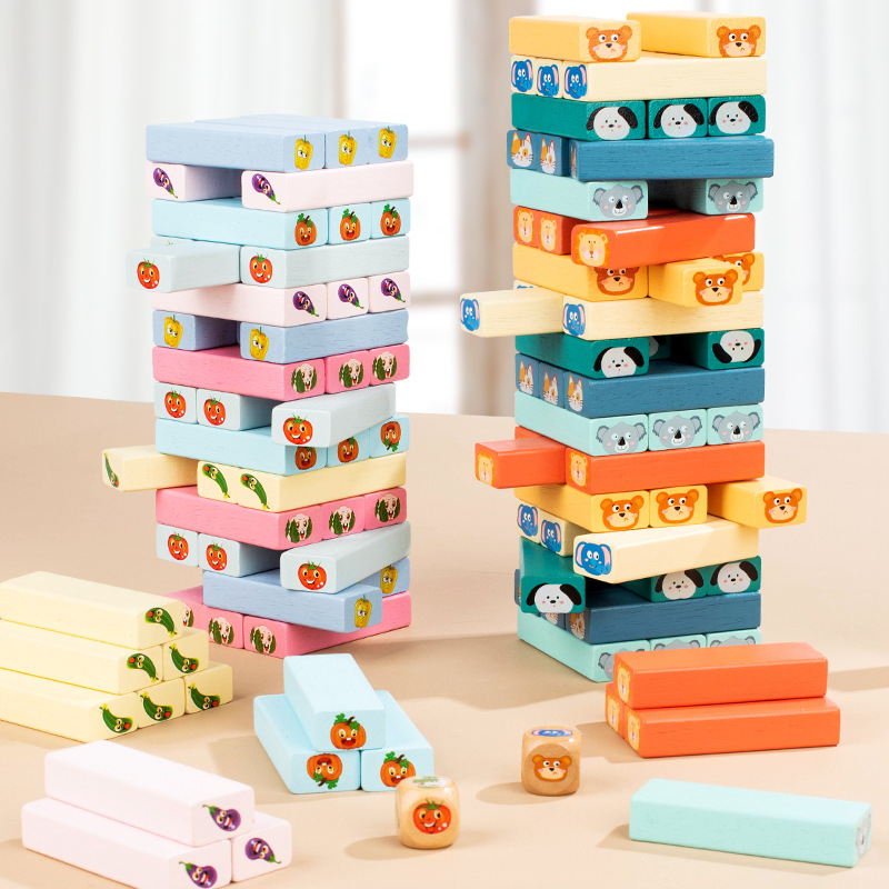 Children's Puzzle Stacking Music Push and Draw Building Blocks Table Tour Tower Stacking High Draw and Draw Music Parent-Child Game Early Education Balance Building Blocks