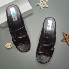 廠家批發金星廠21CENTURY老人鞋皮拖鞋坡跟中跟厚底外出台灣涼拖