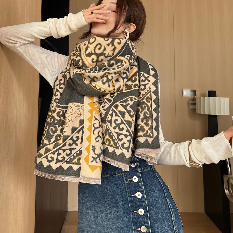 Bufanda de imitación de cachemir geométrica para mujer invierno_voghion.com