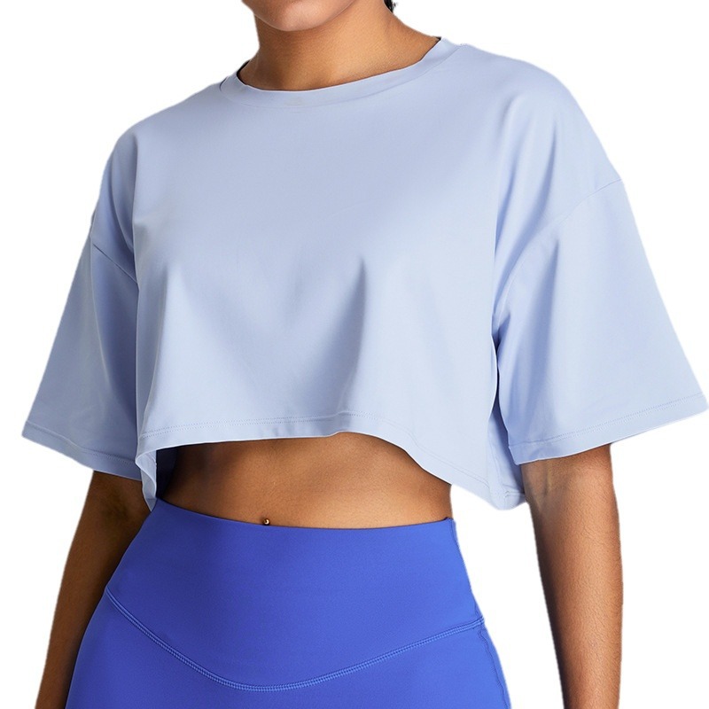 Deportes al aire libre correr ropa de yoga de manga corta para mujeres seco rápido ocio versátil chaqueta de fitness suelta camiseta deportiva transpirable