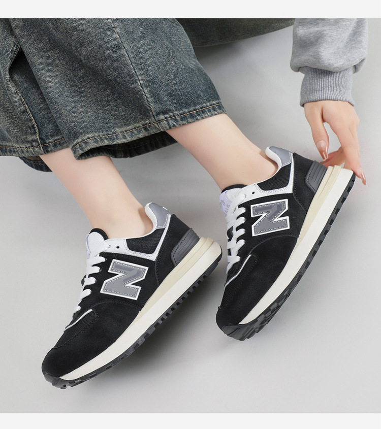 Giày sneaker nữ đế dày phong cách cổ điển N chữ tăng chiều cao — 574LG Xám nguyên tổ chi tiết 22
