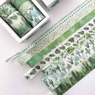 8pcs/packGreenLeavesCactusWashiTapeSet�G�~�����ƺͼ��z�����b
