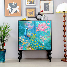 家用餐边柜靠墙办公室客厅杂物收纳储物柜复古一体置物架茶水柜