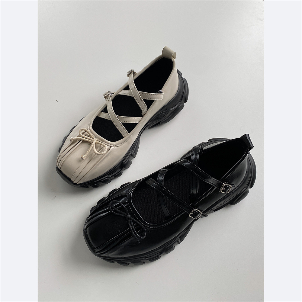 Modische und trendige Damenschuhe, flacher Mund, Ballettschuhe mit dicker Sohle, sportliche Mary-Jane-Schuhe, Mädchen-Retro-Nischen-Casual-vielseitiger, funktioneller Papa_voghion.com