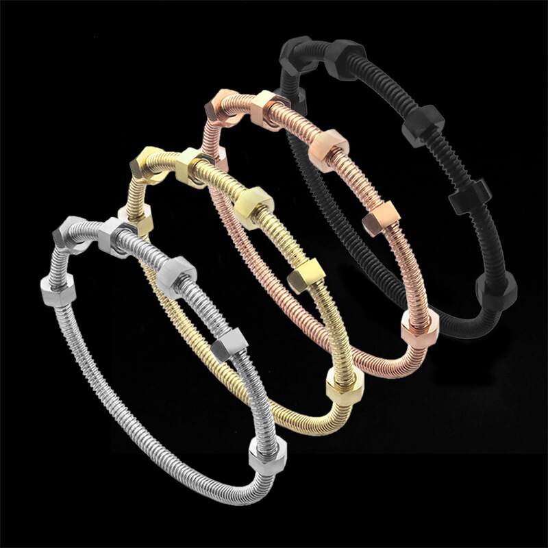 Factory price wholesale popular six-screw titanium steel bracelet for women and men, couple's six-screw nut bracelet, available for live streaming Factory price wholesale popular six-screw titanium steel bracelet for women and men, couple's six-screw nut bracelet, available for live streaming