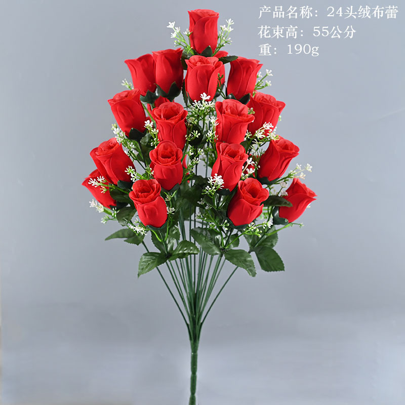 Fabricantes de artesanías de pantalla al por mayor de flores de rosa simuladas personalizadas flores de rosa de tela de terciopelo flores de boda simuladas flores