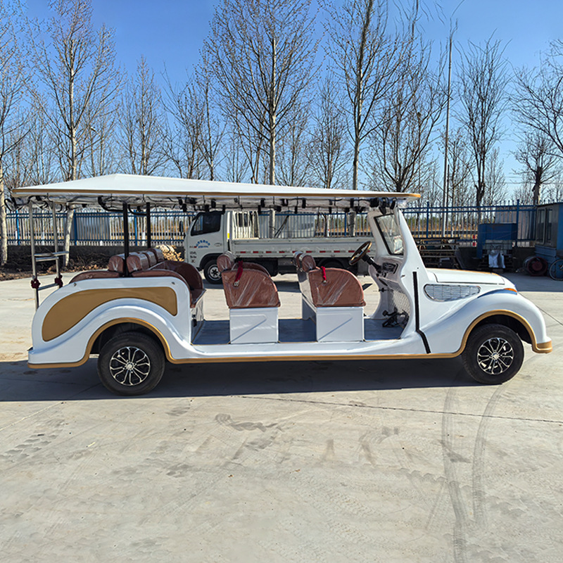 8-11 Seat Electric Four-Wheel Vintage Sightseeing Car, Tourist Attraction Shuttle Bus, Hotel Viewing Tours Reception Sightseeing Car