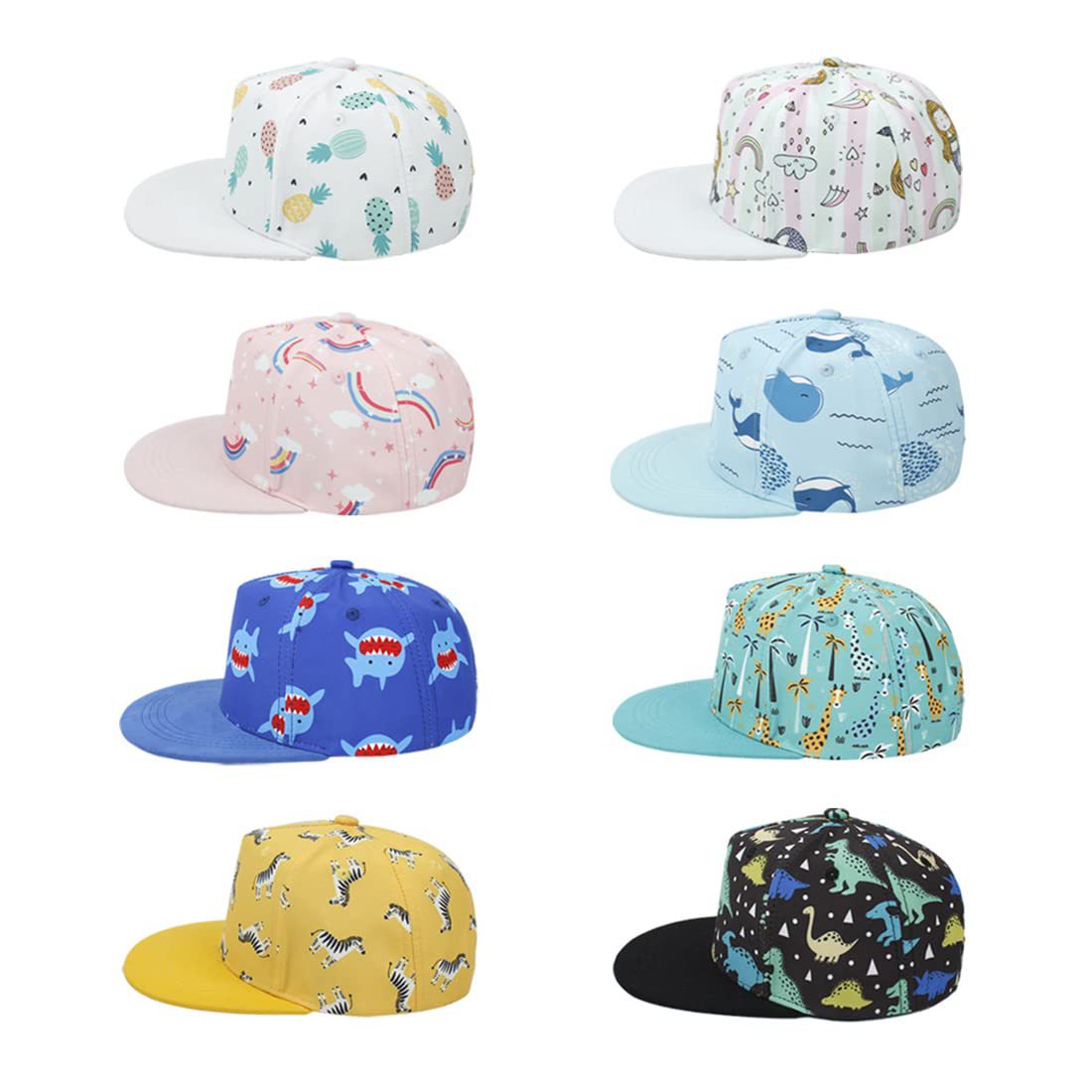 Niños sombrero de hip-hop para hombres sombrero de protección solar comercio exterior patrón de impresión transfronteriza personalizado lindo viento de dibujos animados sombrero de béisbol mujer