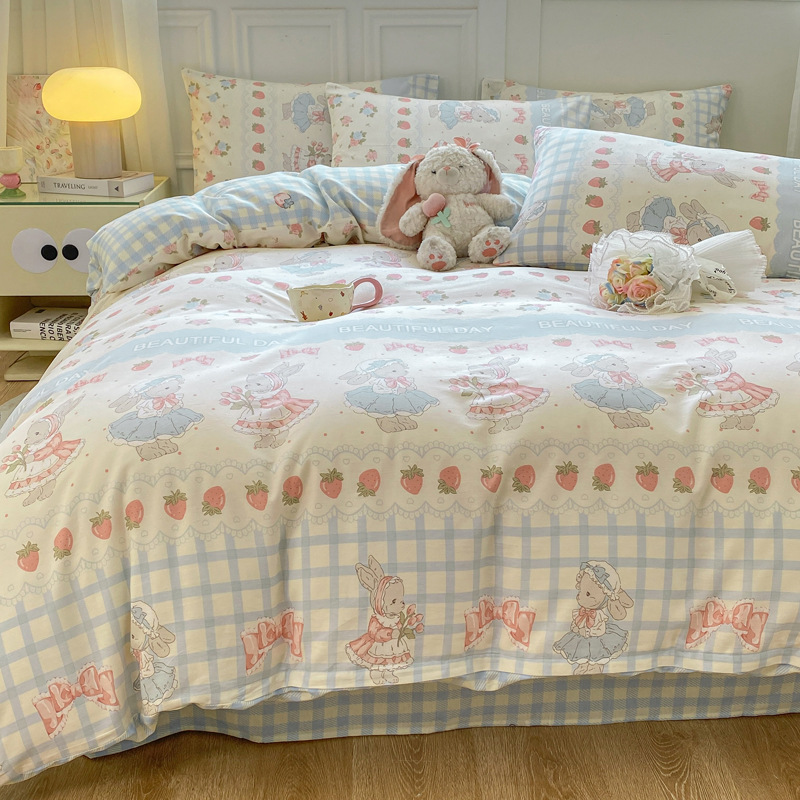 Cuatro piezas de algodón puro fresco de clase madre y niño grado ab cubierta de edredón 40 impresión doméstica de cuatro estaciones