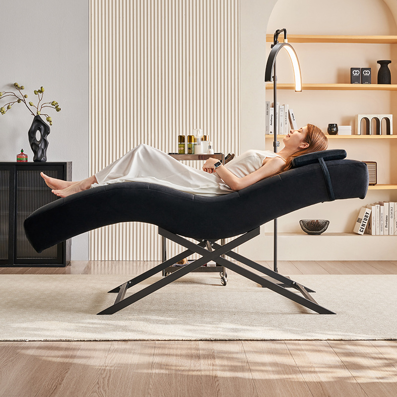 Cama de pestañas tipo S, cama de belleza, salón de belleza, sillón ergonómico, cama de pestañas ajustable