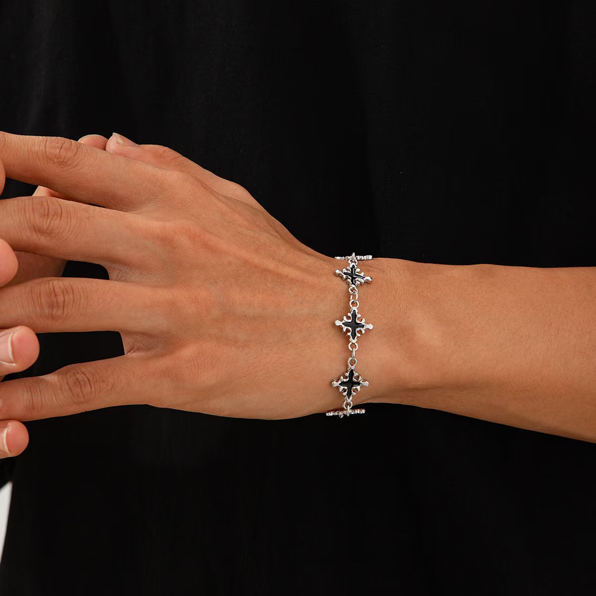 Alloy Pendant Material Casual Retro Cross Alloy Plating Men's Bracelets Men's Chain Bracelets
