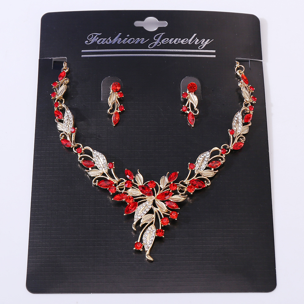 叶子镶钻新娘项链