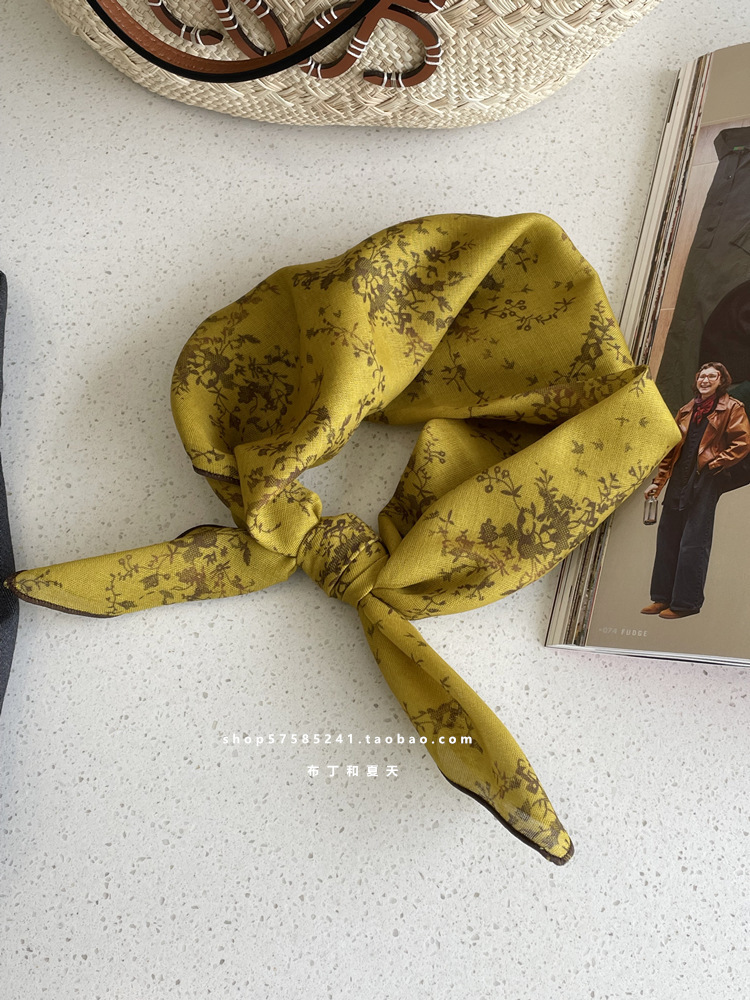 綿麻方巾合集 ~ 超多色柄砕花波点襟巾文芸森系頭巾髪帯包帯女