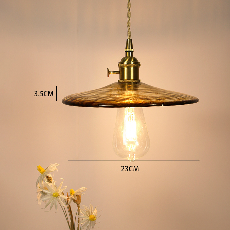 Lámpara de vidrio de ámbar retrógrado de latón nostálgico estilo tranquilo dormitorio dormitorio comedor bar portail candelabro