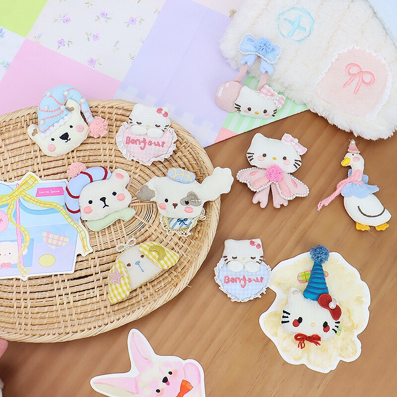 新しい韓国生地かわいいクマブローチヘアピンアクセサリー漫画子犬ピンク KT 人形バッグアクセサリー|undefined
