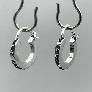 Trendy Stylish 925 Sterling Silver Cross Male and Female Couple Trendy Punk Style Retro Thai Silver Earrings Stud Earrings
