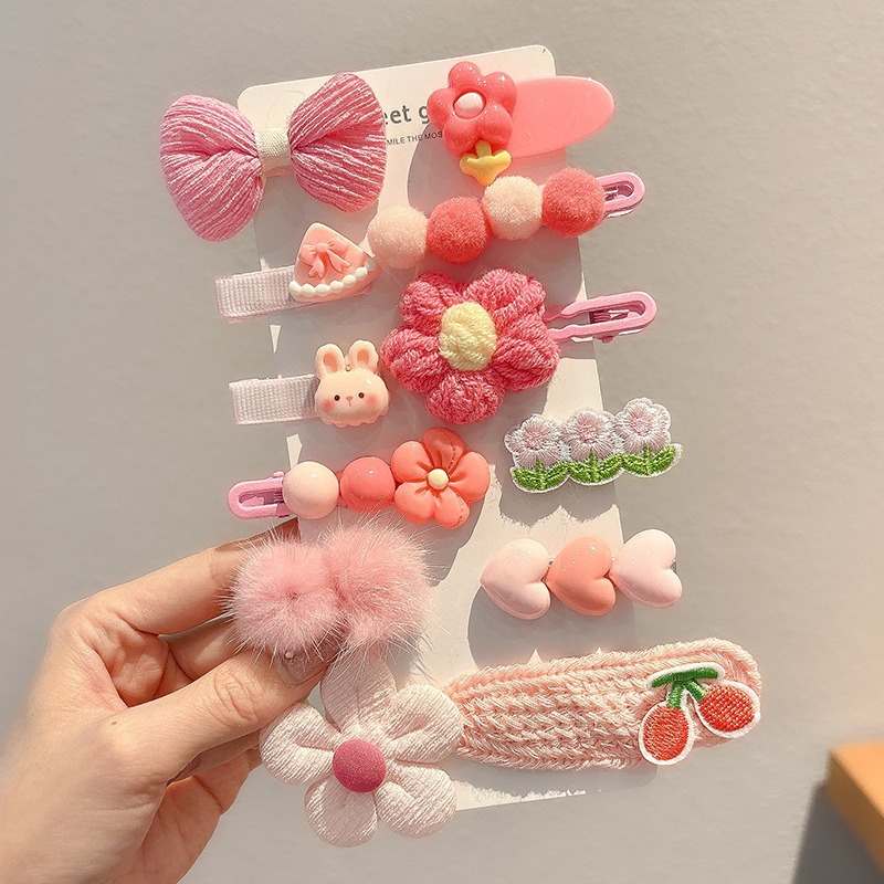 Niños arco tocado lindos flores de peluche pinzas de cabello de la niña lateral frangeo pequeño clip de cabello de frente