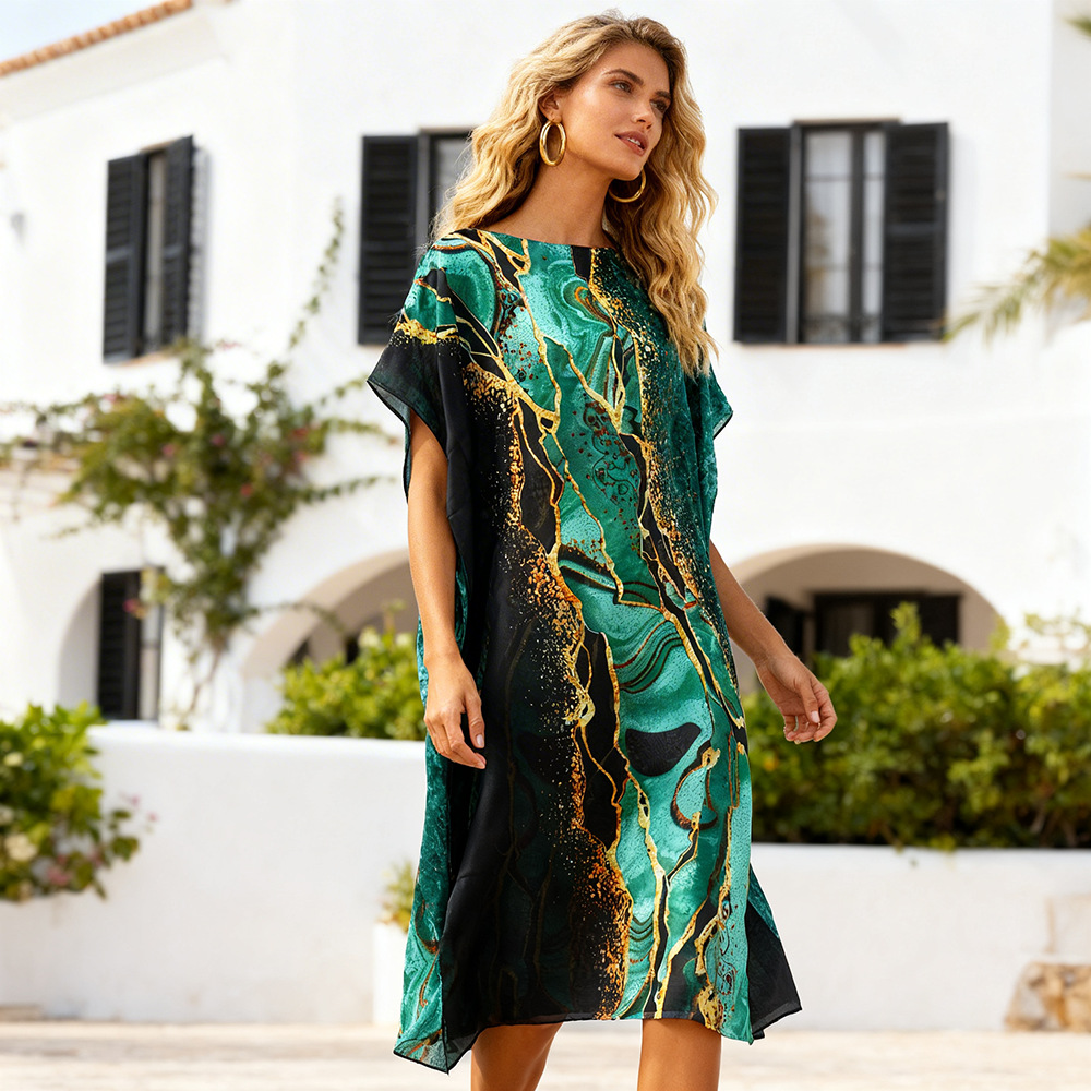 2026 explosión primavera y verano nuevos productos de moda europea y americana vestido de protección solar de playa bikini camiseta de contraste