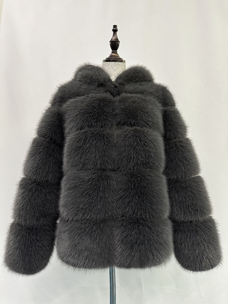 Ropa de mujer Venta caliente de piel Otoño e invierno nuevo abrigo de piel de zorro abrigo con capucha de empalme cálido informal para mujer_voghion.com