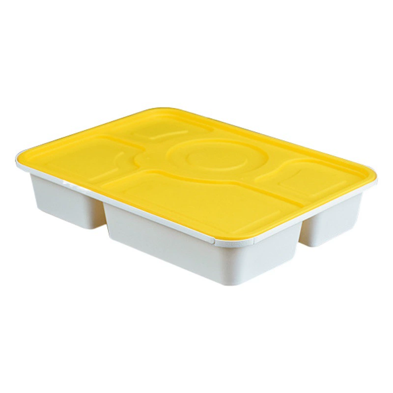 Одноразовая ланч-бокс с пятью отделениями, ланч-бокс с подогревом для печати, противоугонный замок, упаковочная коробка на вынос, утолщенная герметичная коробка для фаст-фуда
