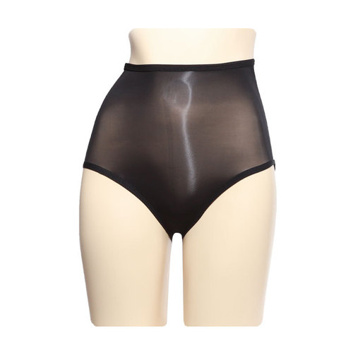 Sexy high-waisted fully transparent oily briefs ultra-thin reflective see-through temptation smooth crotch seamless sexy underwear
