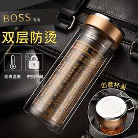 大悲咒经文双层加厚玻璃杯礼品办公水杯现货批发logo经文可修改