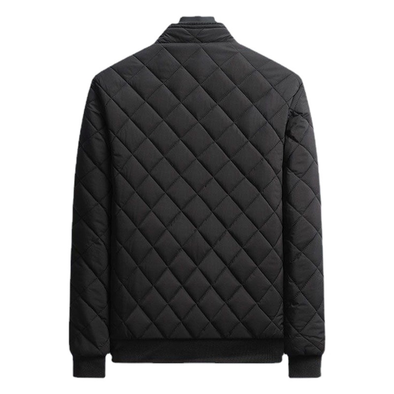 Invierno de los hombres de pie cuello forrado de lana engrosada de moda bordado especial papá desgaste ligero abajo de algodón acolchado abrigo moda abrigo cálido