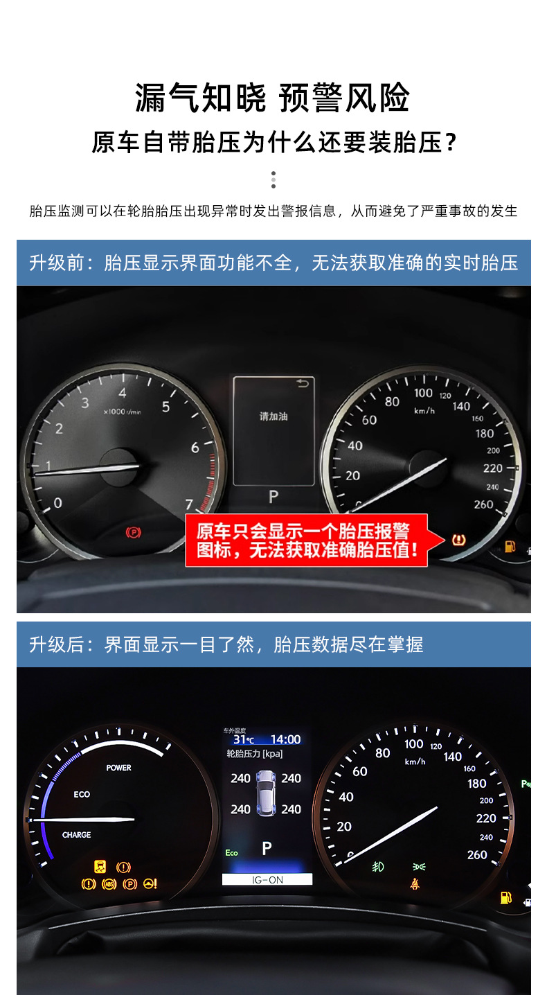 Suitable for Lexus NX200 tire pressure monitoring nx300hIS tire pressure detection original car instrument display modification