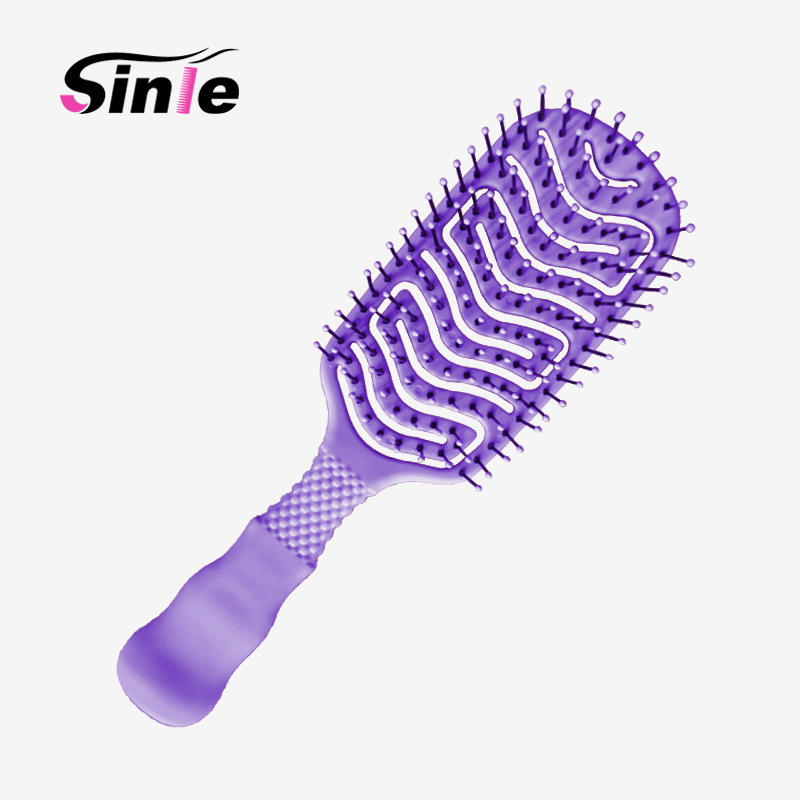 Cabeza cuadrada hueco-hacia fuera el peine de dientes anchos hembra plástico elástico forma costilla peine pelo liso peluquería peine cabeza cuero cabelludo masaje peine